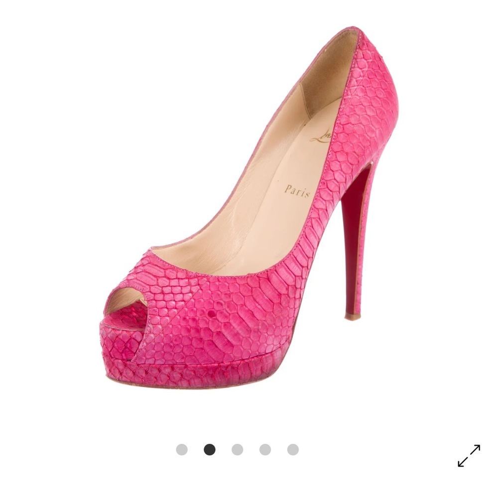 Christian Louboutin Pink Embossed Peep-Toe Pumps